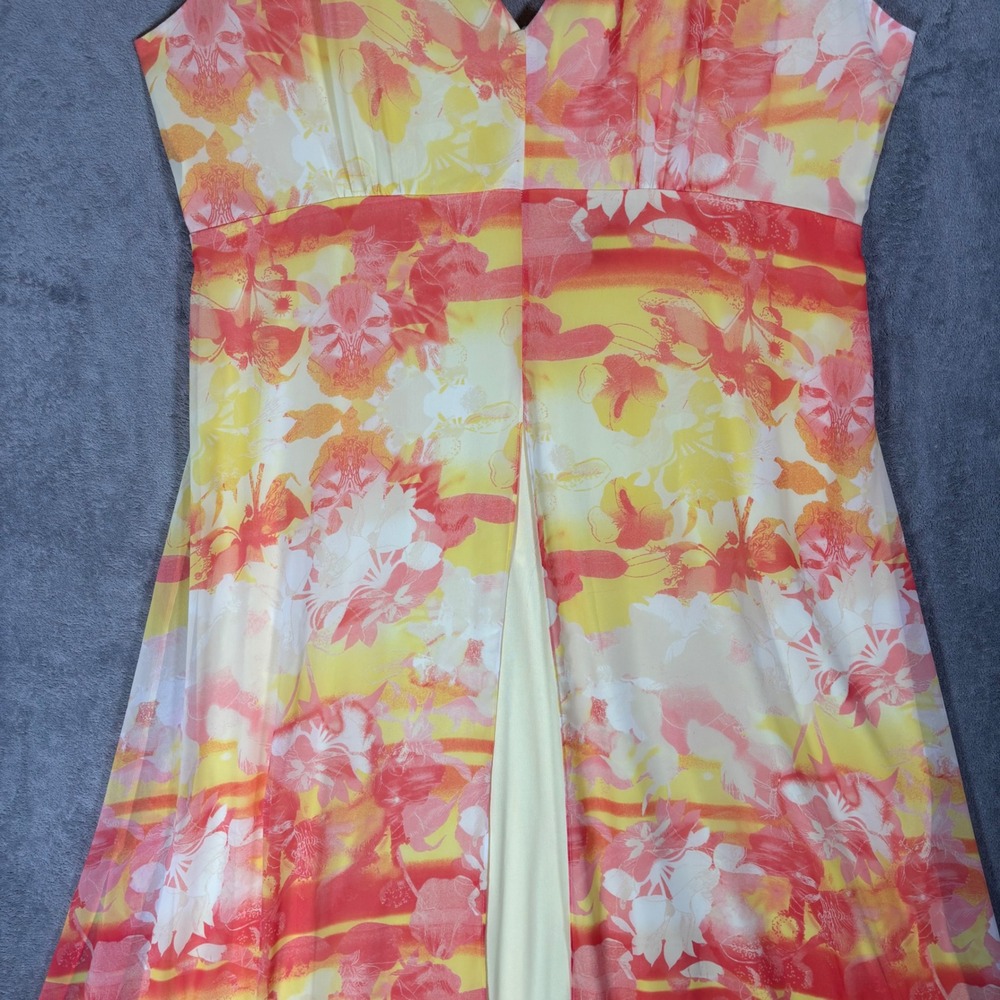 Lane Bryant Womens 18 Floral Handkerchief Hem Maxi Dress Orange Yellow Tassels - Picture 7 of 15